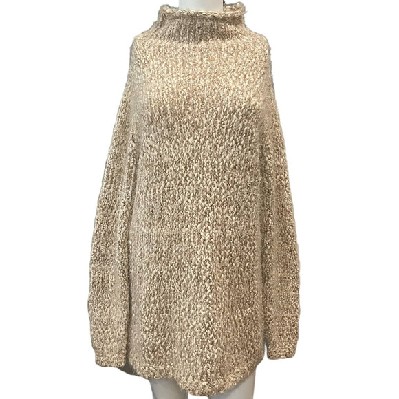 Chelsea & Theodore Womens Eyelash Sweater Size L Beige Multicolor Fuzzy Chunky - Picture 4 of 8